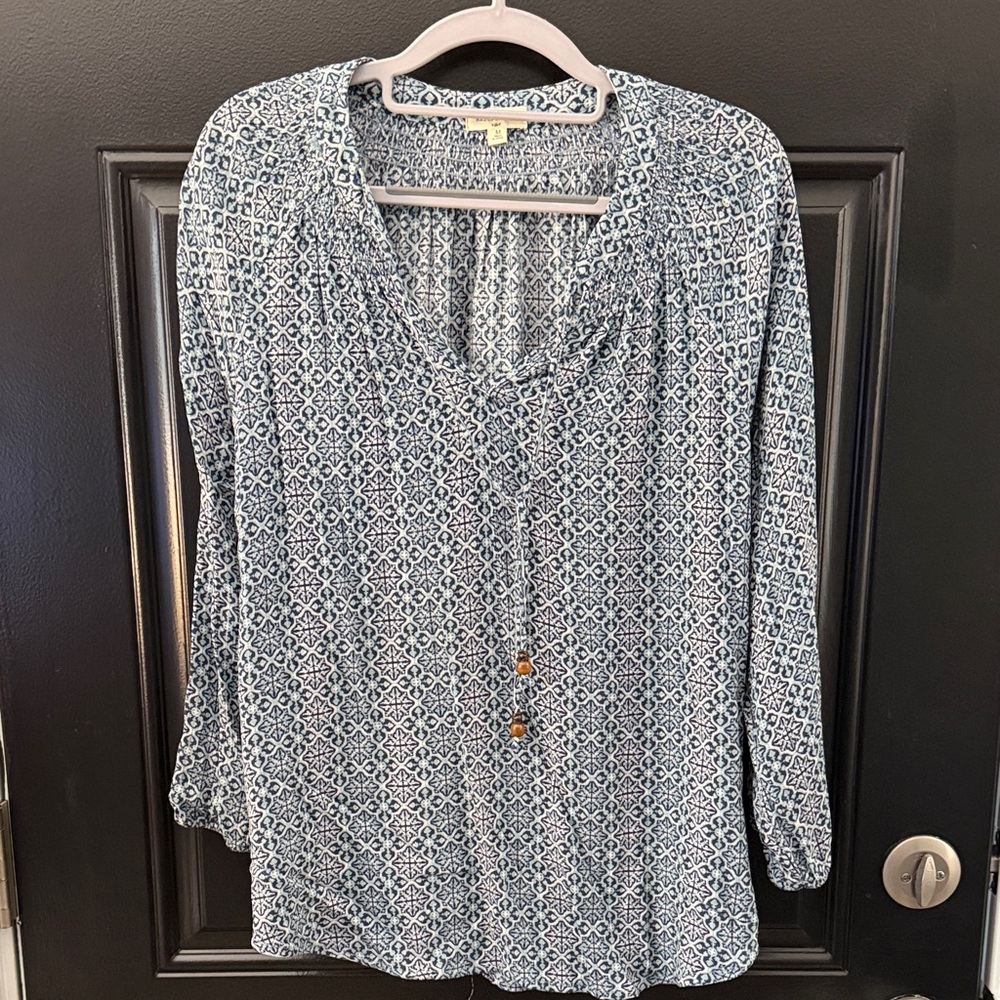 Boho Blue Geometric Blouse